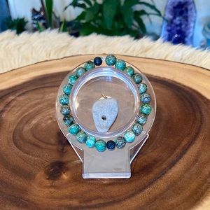 Green Jasper & Hag Stone Bracelet & Pendent Set